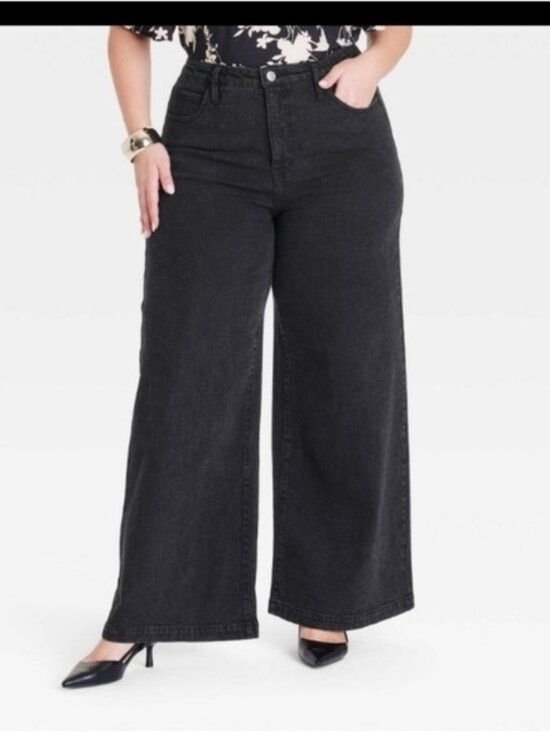 Ava & Viv Denim - Ava & Viv High Rise Wide Leg Black Wash Plus Size 26 Denim Trousers | NWOT